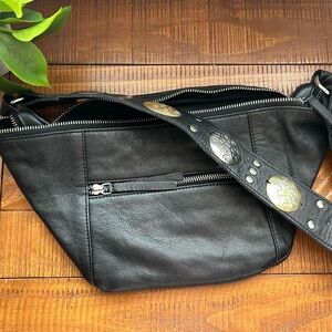Free People Wilder Leather Sling Bag Black